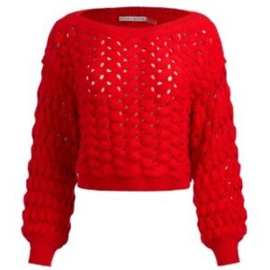 Alice + Olivia Red Crew Neck Sweater